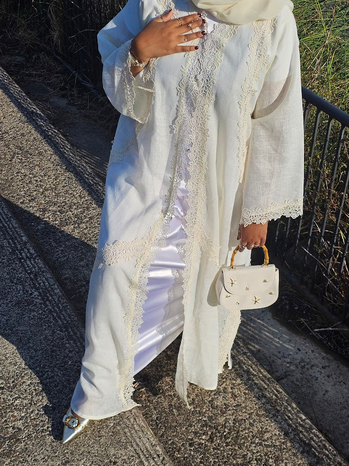 Butter Creme Lace Linen- Zahra