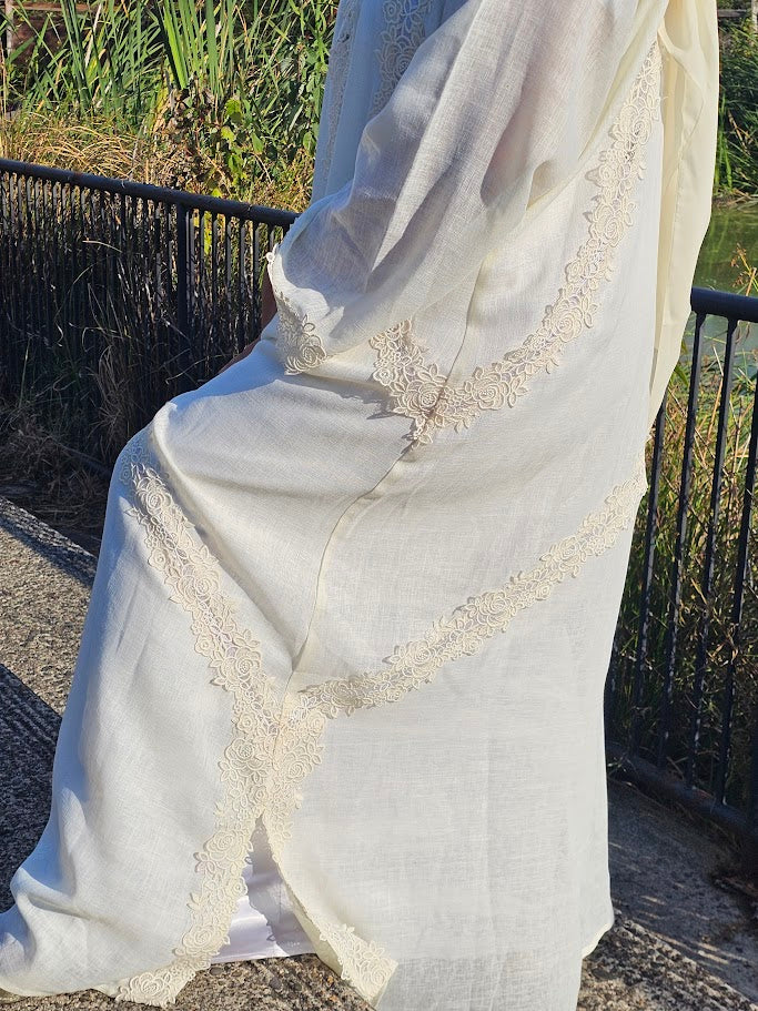 Butter Creme Lace Linen- Zahra